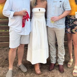 AKUA STRAPLESS BUSTIER MIDI DRESS - COCONUT